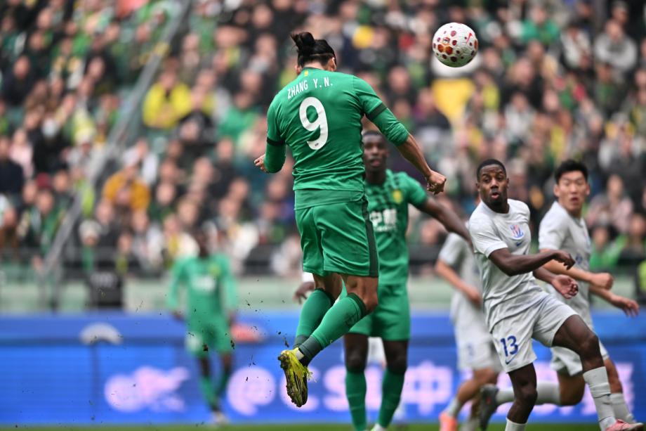 世界杯高清观看-中超-张玉宁破门陈晋一进球 北京国安战平上海申花